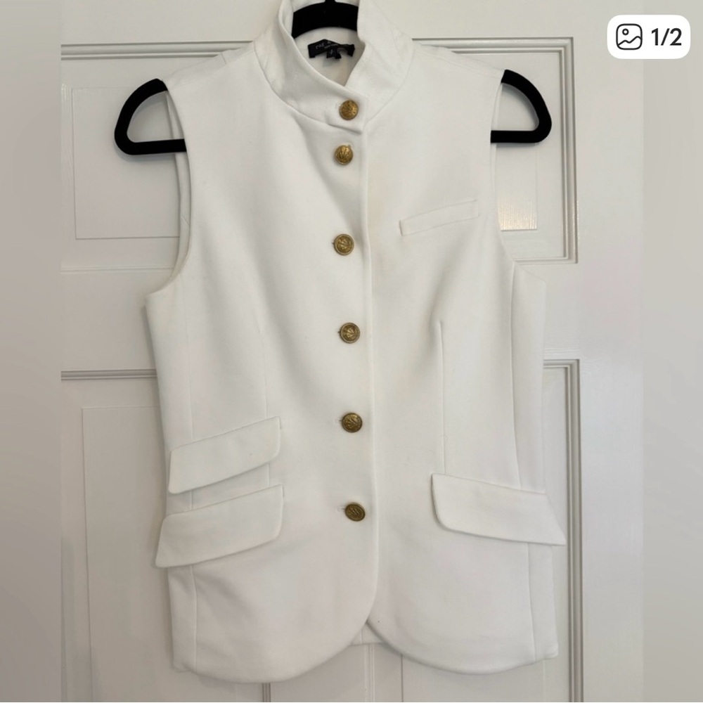 Rag and bone white vest with gold buttons